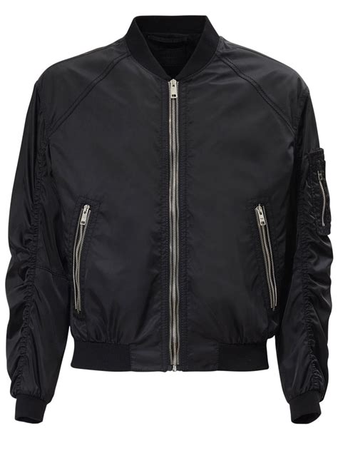 prada blue bomber jacket|black nylon bomber jacket.